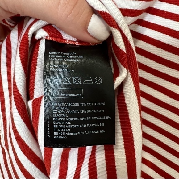 h&m Women Stripe Long Sleeve Ruffle Drop Blouse/Top- Size S - Picture 5 of 8